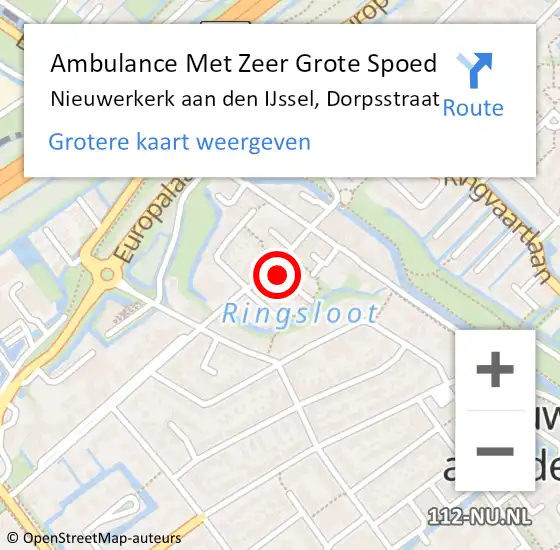 Locatie op kaart van de 112 melding: Ambulance Met Zeer Grote Spoed Naar Nieuwerkerk aan den IJssel, Dorpsstraat op 18 december 2024 17:04