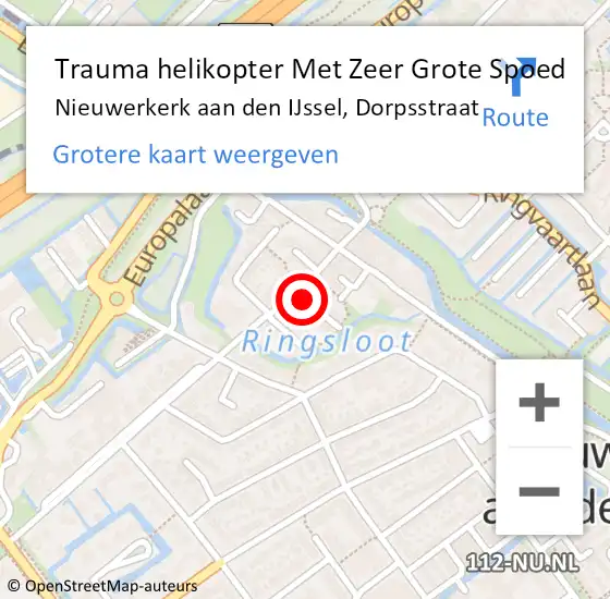 Locatie op kaart van de 112 melding: Trauma helikopter Met Zeer Grote Spoed Naar Nieuwerkerk aan den IJssel, Dorpsstraat op 18 december 2024 17:21