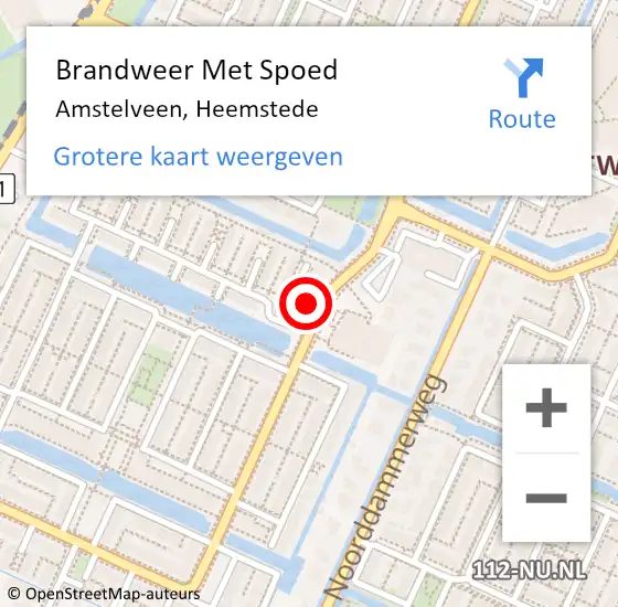 Locatie op kaart van de 112 melding: Brandweer Met Spoed Naar Amstelveen, Heemstede op 18 december 2024 17:34