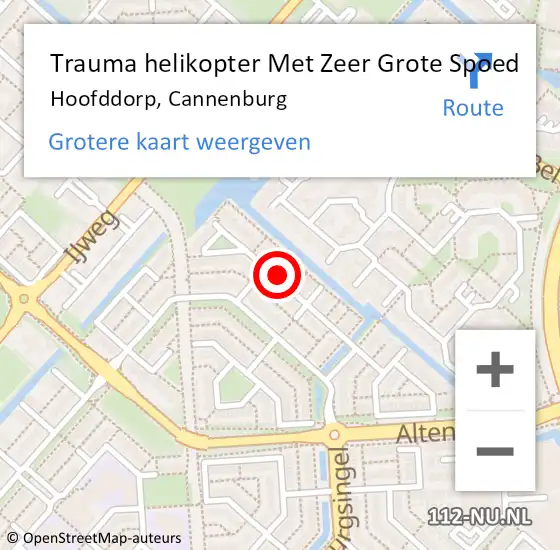 Locatie op kaart van de 112 melding: Trauma helikopter Met Zeer Grote Spoed Naar Hoofddorp, Cannenburg op 18 december 2024 17:36