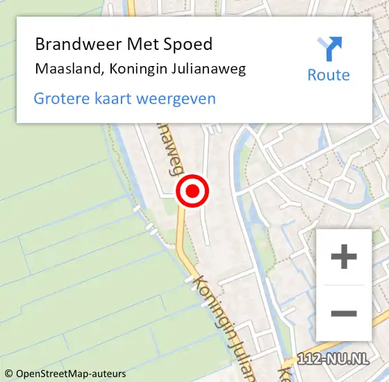 Locatie op kaart van de 112 melding: Brandweer Met Spoed Naar Maasland, Koningin Julianaweg op 18 december 2024 18:04