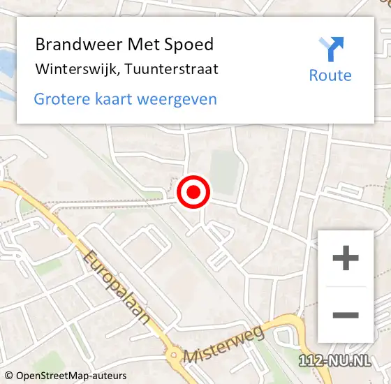 Locatie op kaart van de 112 melding: Brandweer Met Spoed Naar Winterswijk, Tuunterstraat op 18 december 2024 18:15