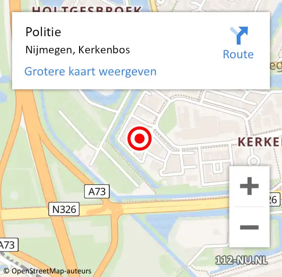 Locatie op kaart van de 112 melding: Politie Nijmegen, Kerkenbos op 18 december 2024 18:19