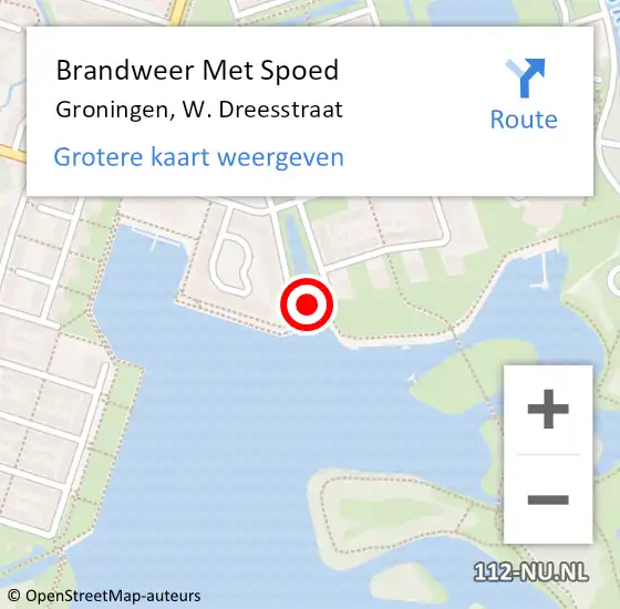 Locatie op kaart van de 112 melding: Brandweer Met Spoed Naar Groningen, W. Dreesstraat op 18 december 2024 18:20