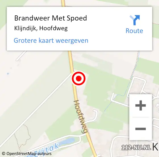 Locatie op kaart van de 112 melding: Brandweer Met Spoed Naar Klijndijk, Hoofdweg op 18 december 2024 18:36