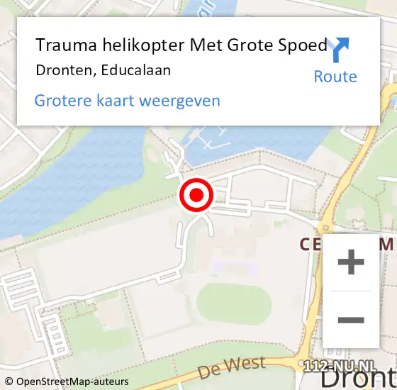 Locatie op kaart van de 112 melding: Trauma helikopter Met Grote Spoed Naar Dronten, Educalaan op 18 december 2024 19:15