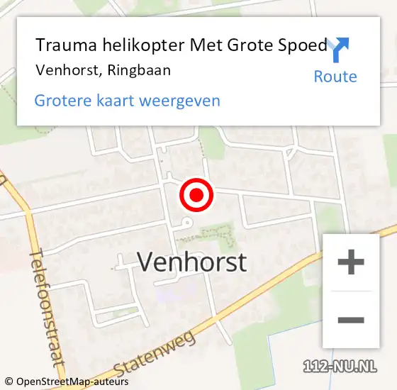 Locatie op kaart van de 112 melding: Trauma helikopter Met Grote Spoed Naar Venhorst, Ringbaan op 18 december 2024 20:19