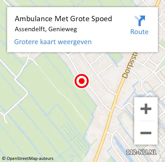 Locatie op kaart van de 112 melding: Ambulance Met Grote Spoed Naar Assendelft, Genieweg op 18 december 2024 20:23