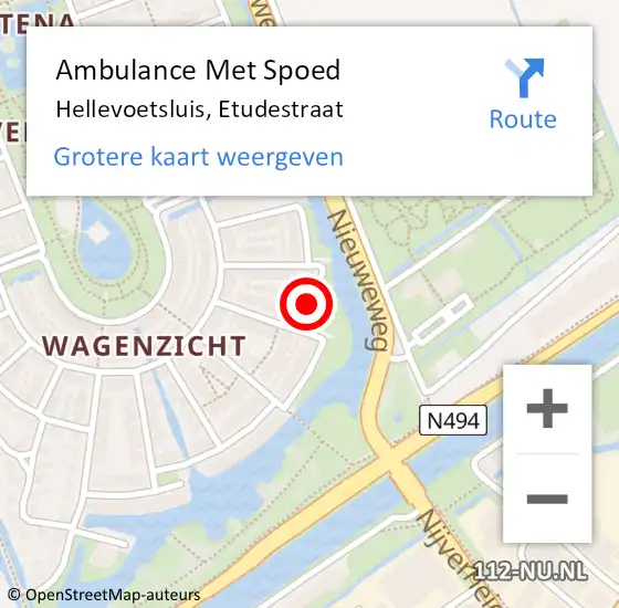 Locatie op kaart van de 112 melding: Ambulance Met Spoed Naar Hellevoetsluis, Etudestraat op 18 december 2024 20:31