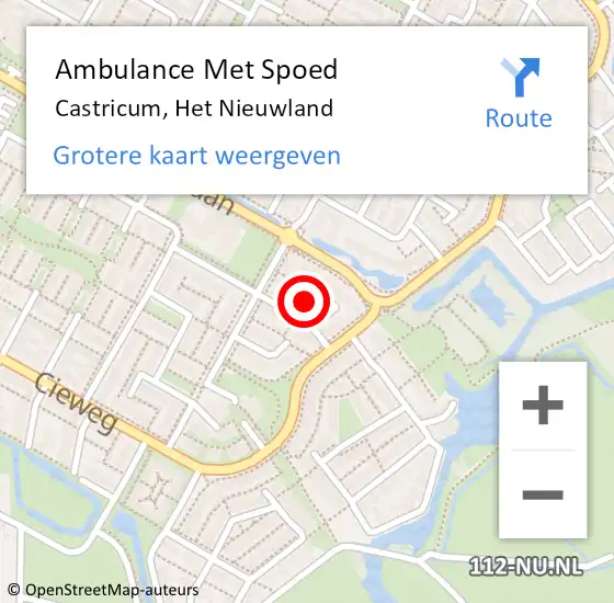 Locatie op kaart van de 112 melding: Ambulance Met Spoed Naar Castricum, Het Nieuwland op 18 december 2024 20:32