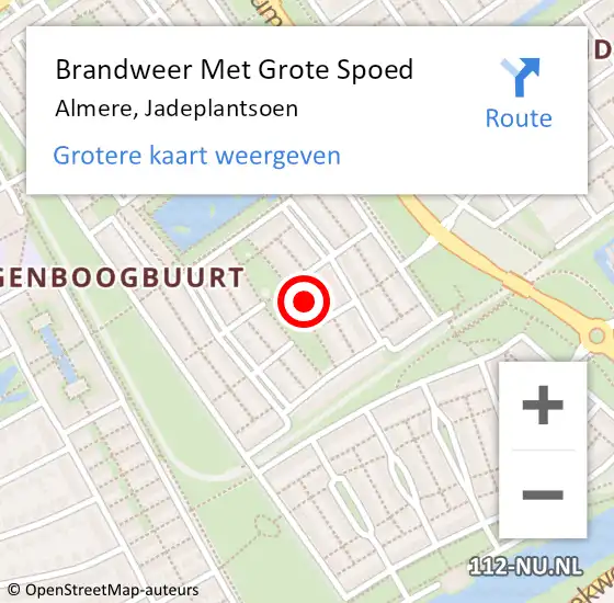 Locatie op kaart van de 112 melding: Brandweer Met Grote Spoed Naar Almere, Jadeplantsoen op 18 december 2024 20:48