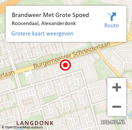 Locatie op kaart van de 112 melding: Brandweer Met Grote Spoed Naar Roosendaal, Alexanderdonk op 18 december 2024 20:54