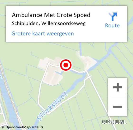 Locatie op kaart van de 112 melding: Ambulance Met Grote Spoed Naar Schipluiden, Willemsoordseweg op 18 december 2024 20:59