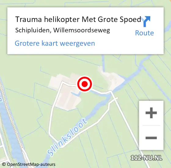 Locatie op kaart van de 112 melding: Trauma helikopter Met Grote Spoed Naar Schipluiden, Willemsoordseweg op 18 december 2024 21:01