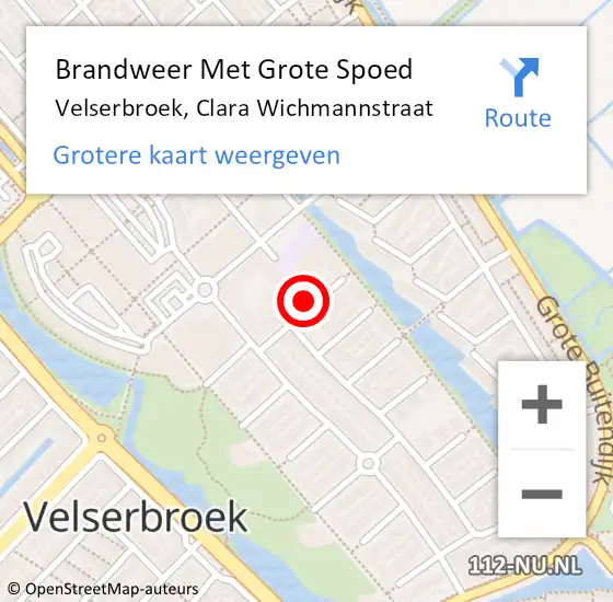 Locatie op kaart van de 112 melding: Brandweer Met Grote Spoed Naar Velserbroek, Clara Wichmannstraat op 18 december 2024 21:09