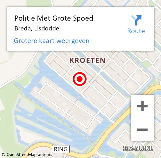 Locatie op kaart van de 112 melding: Politie Met Grote Spoed Naar Breda, Lisdodde op 18 december 2024 21:24