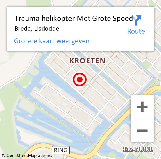 Locatie op kaart van de 112 melding: Trauma helikopter Met Grote Spoed Naar Breda, Lisdodde op 18 december 2024 21:26