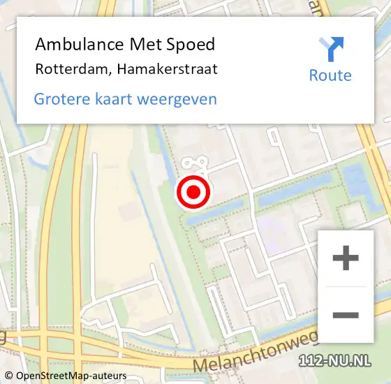 Locatie op kaart van de 112 melding: Ambulance Met Spoed Naar Rotterdam, Hamakerstraat op 18 december 2024 22:12