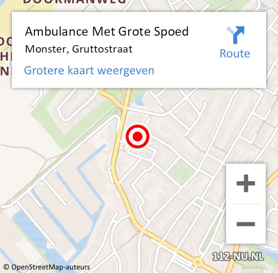 Locatie op kaart van de 112 melding: Ambulance Met Grote Spoed Naar Monster, Gruttostraat op 18 december 2024 22:31