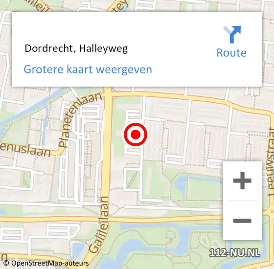 Locatie op kaart van de 112 melding:  Dordrecht, Halleyweg op 18 december 2024 22:42