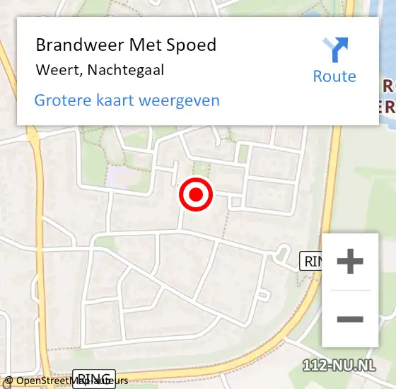 Locatie op kaart van de 112 melding: Brandweer Met Spoed Naar Weert, Nachtegaal op 18 december 2024 22:56