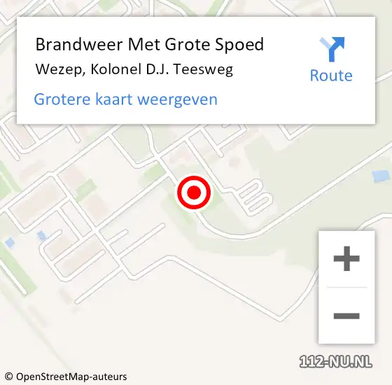 Locatie op kaart van de 112 melding: Brandweer Met Grote Spoed Naar Wezep, Kolonel D.J. Teesweg op 18 december 2024 23:57