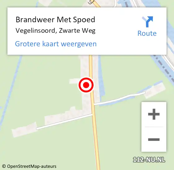 Locatie op kaart van de 112 melding: Brandweer Met Spoed Naar Vegelinsoord, Zwarte Weg op 19 december 2024 00:05