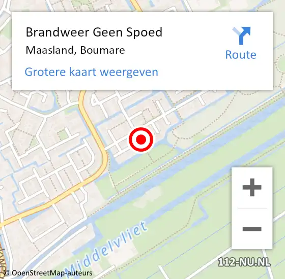 Locatie op kaart van de 112 melding: Brandweer Geen Spoed Naar Maasland, Boumare op 19 december 2024 00:05