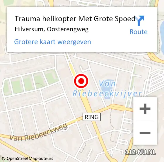 Locatie op kaart van de 112 melding: Trauma helikopter Met Grote Spoed Naar Hilversum, Oosterengweg op 19 december 2024 00:32