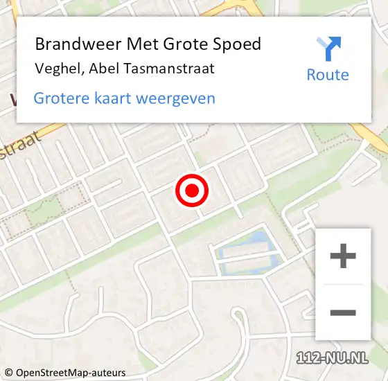 Locatie op kaart van de 112 melding: Brandweer Met Grote Spoed Naar Veghel, Abel Tasmanstraat op 19 december 2024 00:33