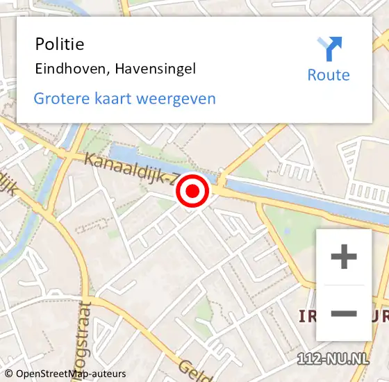 Locatie op kaart van de 112 melding: Politie Eindhoven, Havensingel op 19 december 2024 00:49