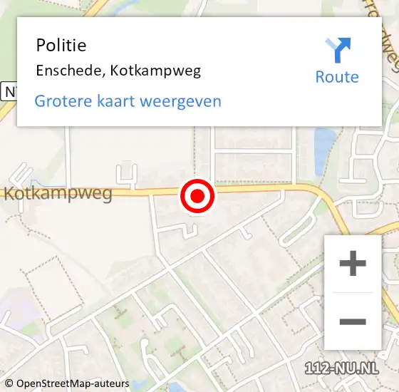 Locatie op kaart van de 112 melding: Politie Enschede, Kotkampweg op 19 december 2024 01:23