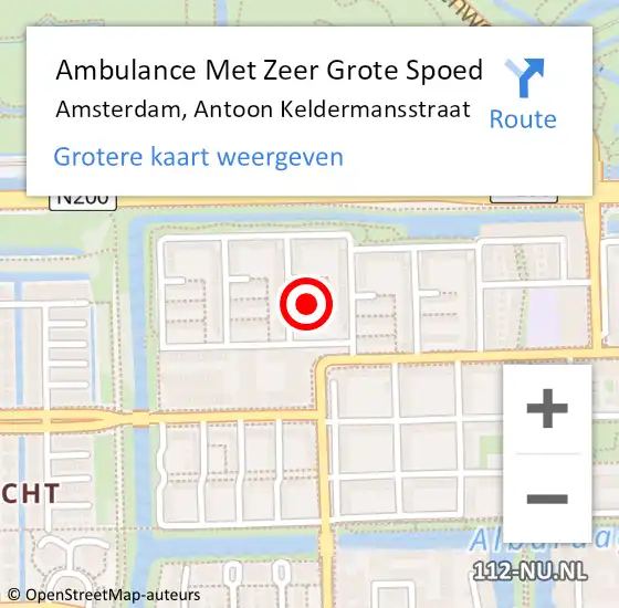 Locatie op kaart van de 112 melding: Ambulance Met Zeer Grote Spoed Naar Amsterdam, Antoon Keldermansstraat op 19 december 2024 01:44