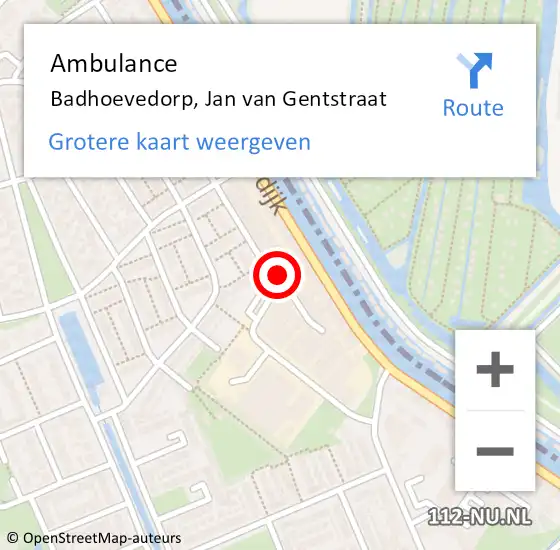 Locatie op kaart van de 112 melding: Ambulance Badhoevedorp, Jan van Gentstraat op 19 december 2024 01:52