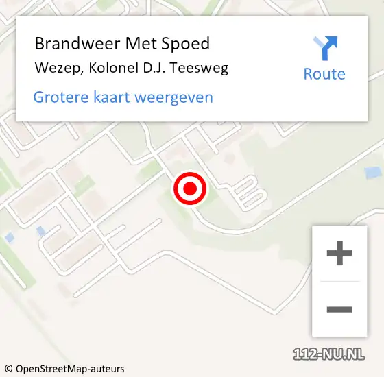 Locatie op kaart van de 112 melding: Brandweer Met Spoed Naar Wezep, Kolonel D.J. Teesweg op 19 december 2024 02:05