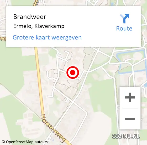 Locatie op kaart van de 112 melding: Brandweer Ermelo, Klaverkamp op 19 december 2024 02:44