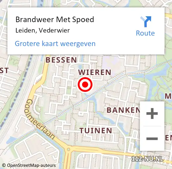 Locatie op kaart van de 112 melding: Brandweer Met Spoed Naar Leiden, Vederwier op 19 december 2024 04:10