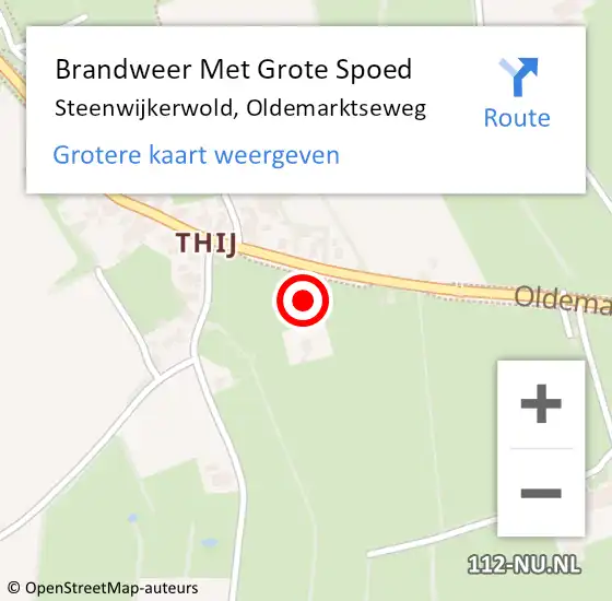 Locatie op kaart van de 112 melding: Brandweer Met Grote Spoed Naar Steenwijkerwold, Oldemarktseweg op 19 december 2024 04:49