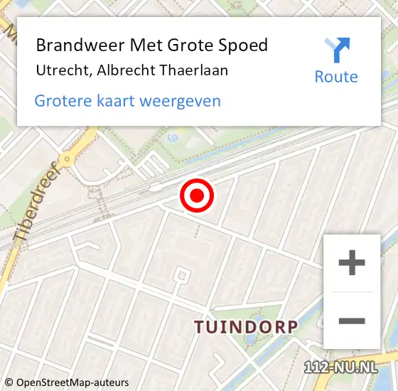 Locatie op kaart van de 112 melding: Brandweer Met Grote Spoed Naar Utrecht, Albrecht Thaerlaan op 19 december 2024 05:47