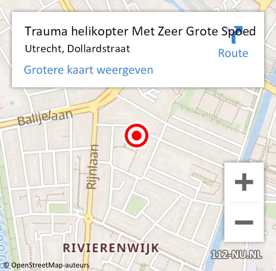 Locatie op kaart van de 112 melding: Trauma helikopter Met Zeer Grote Spoed Naar Utrecht, Dollardstraat op 19 december 2024 06:08