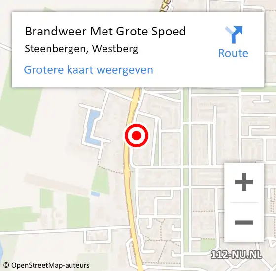 Locatie op kaart van de 112 melding: Brandweer Met Grote Spoed Naar Steenbergen, Westberg op 19 december 2024 07:47