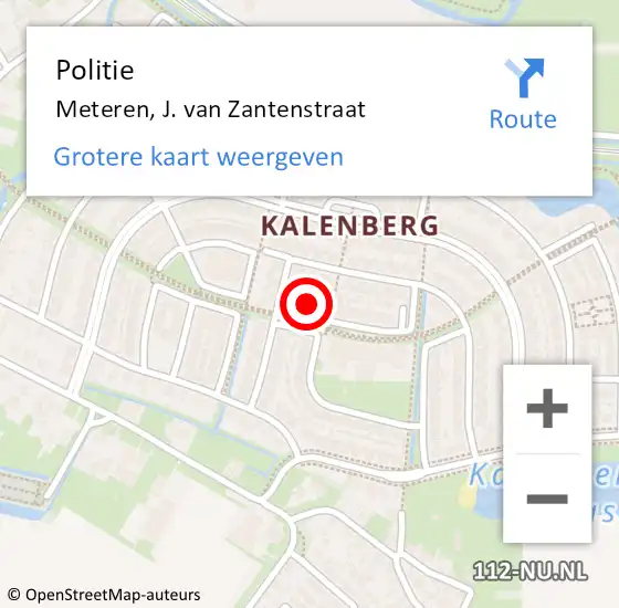 Locatie op kaart van de 112 melding: Politie Meteren, J. van Zantenstraat op 19 december 2024 07:59