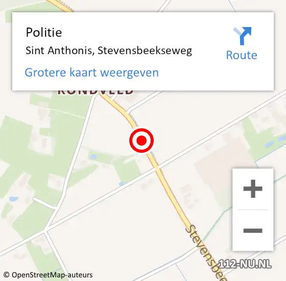 Locatie op kaart van de 112 melding: Politie Sint Anthonis, Stevensbeekseweg op 19 december 2024 08:03