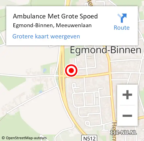 Locatie op kaart van de 112 melding: Ambulance Met Grote Spoed Naar Egmond-Binnen, Meeuwenlaan op 19 december 2024 08:03