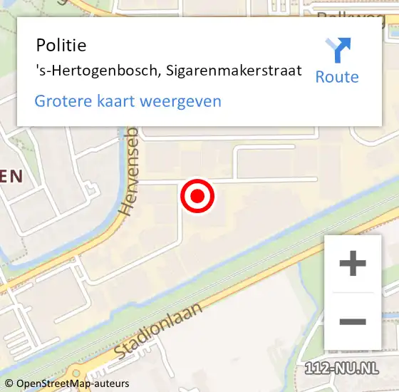 Locatie op kaart van de 112 melding: Politie 's-Hertogenbosch, Sigarenmakerstraat op 19 december 2024 08:04