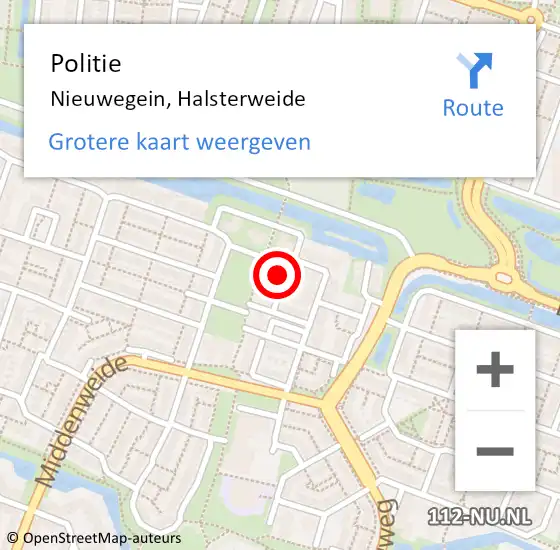 Locatie op kaart van de 112 melding: Politie Nieuwegein, Halsterweide op 19 december 2024 08:07