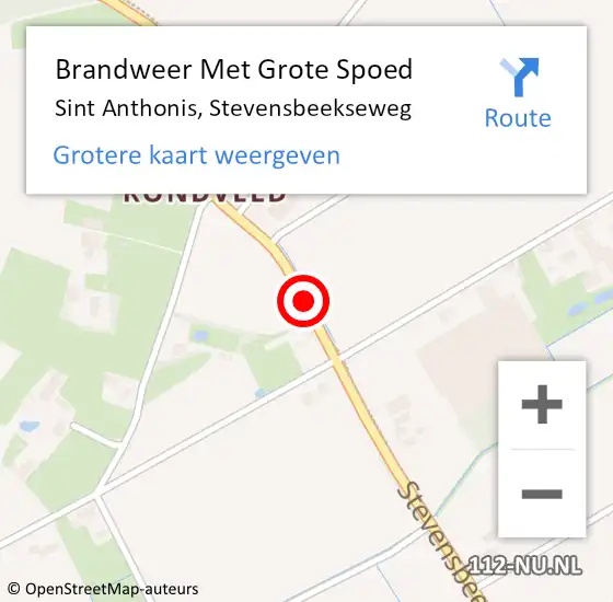 Locatie op kaart van de 112 melding: Brandweer Met Grote Spoed Naar Sint Anthonis, Stevensbeekseweg op 19 december 2024 08:09