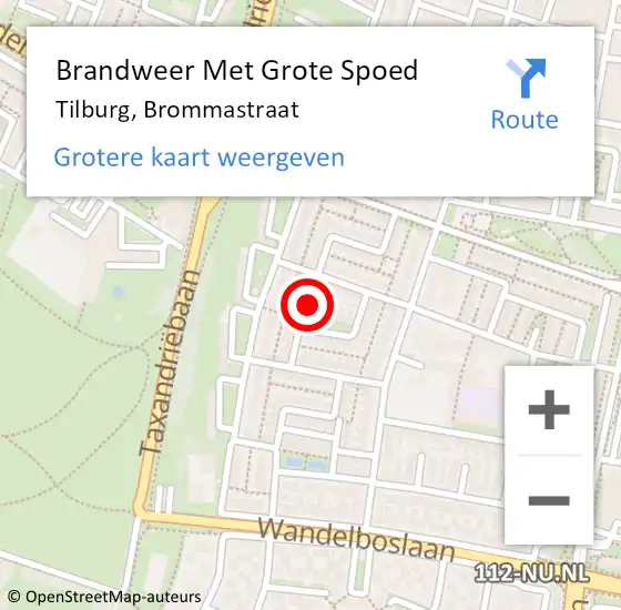 Locatie op kaart van de 112 melding: Brandweer Met Grote Spoed Naar Tilburg, Brommastraat op 19 december 2024 08:17