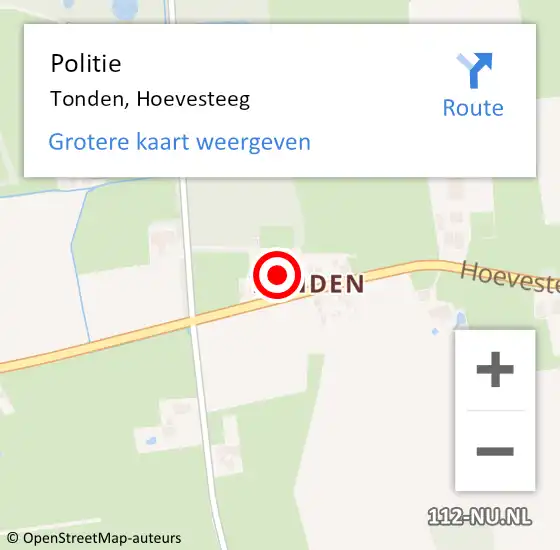 Locatie op kaart van de 112 melding: Politie Tonden, Hoevesteeg op 19 december 2024 08:24