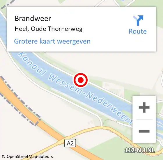 Locatie op kaart van de 112 melding: Brandweer Heel, Oude Thornerweg op 30 oktober 2014 21:17